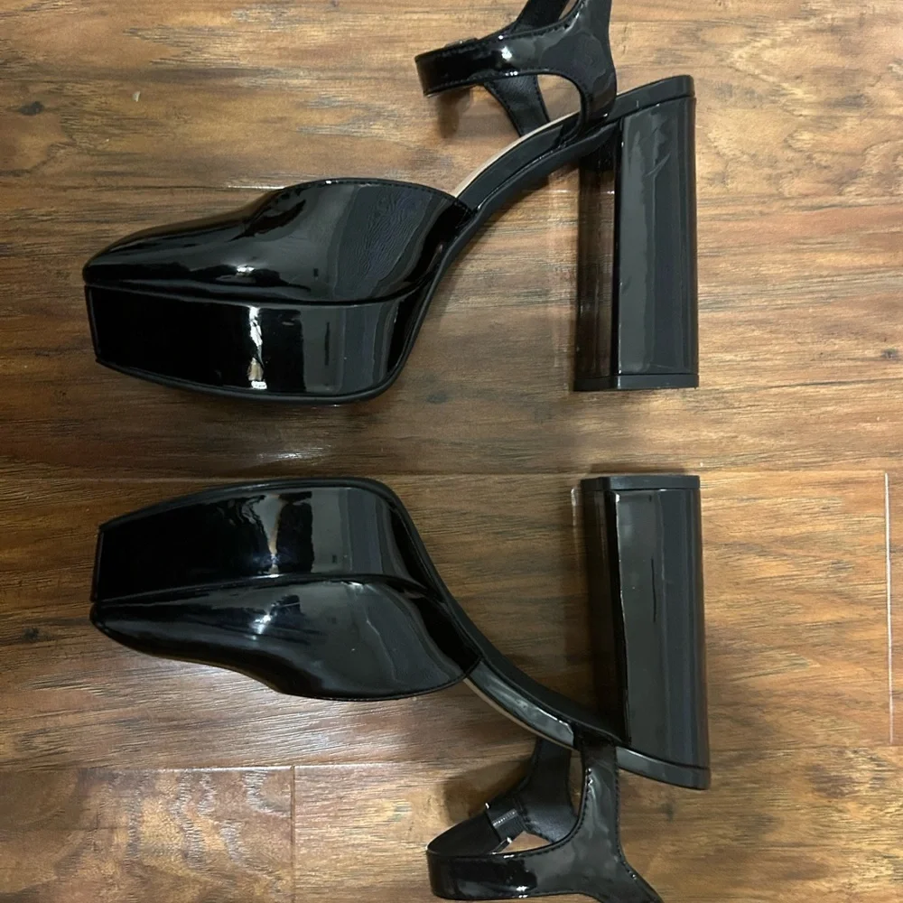 Platform Hells Black Block Heels Party Night Out Club Sexy Costume 90s Spice
